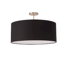 Stretch Semi-Flush Mount - Weathered Brass, Steel Base, Black Linen Shade
