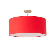 Stretch Semi Flush Mount, Crimson Red , Weathered Brass