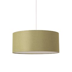 Stretch Pendant - Satin Nickel, Avocado Linen Shade, Dimmable, Bulb Included