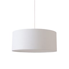 Stretch Pendant - Satin Nickel, White Linen Drum Shade, Dimmable, Bulb Included