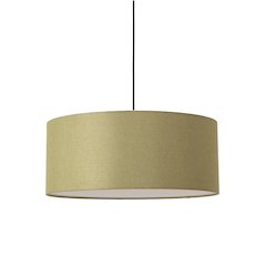 Stretch Pendant - Weathered Brass, Avocado Linen Shade, Dimmable, Bulb Included