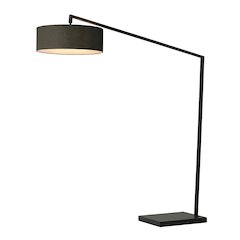 Stretch 87"H 1-Light Arc Lamp, Black Linen Drum Shade & Body