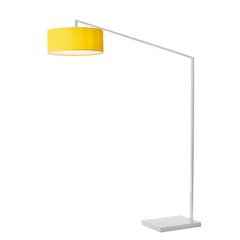 Stretch 87"H 1-Light Arc Lamp, Mustard, White Body, for Living Room or Bedroom