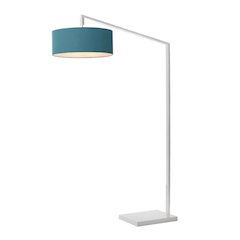 Stretch 75"H 1-Light Chairside Arc Lamp, Pool Blue, White Body