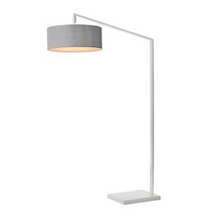 Stretch 75"H 1-Light Chairside Arc Lamp, Cashmere Gray, White Body