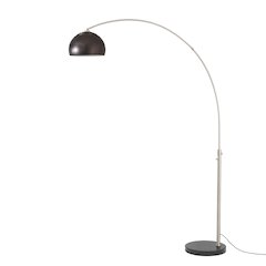 Float Half Dome 92" Arc Lamp - Satin Nickel, Black Marble Base, Black Nickel