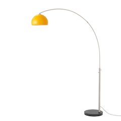 Float Half Dome 92" Arc Lamp - Satin Nickel, Black Marble Base, Mustard Steel