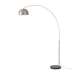 Float Half Dome 92" Arc Lamp - Satin Nickel, Black Marble Base, Satin Nickel