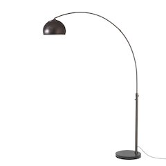 Float Half Dome 92" Arc Lamp - Black Nickel, Black Marble Base, Steel, Dimmable