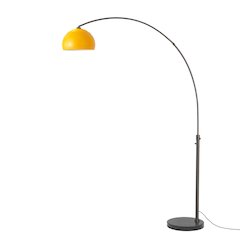 Float Half Dome 92" Arc Lamp - Black Nickel, Black Marble Base, Mustard Steel