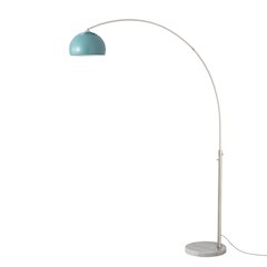 Float Half Dome 92" Arc Lamp - Satin Nickel, White Marble Base, Pool Blue Steel