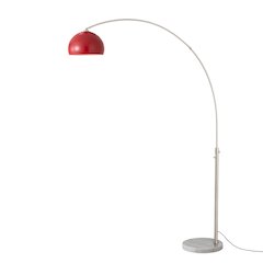 Float Half Dome 92" Arc Lamp - Satin Nickel, White Marble Base,Crimson Red