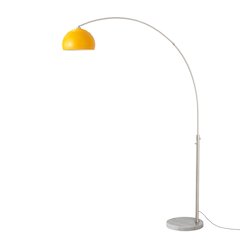 Float Half Dome 92" Arc Lamp - Satin Nickel Steel, White Marble Base, Mustard