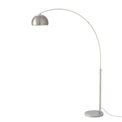 Float Half Dome 92" Arc Lamp - Satin Nickel Steel, White Marble Base, Satin