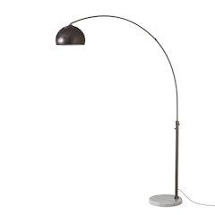 Float Half Dome 92" Arc Lamp - Black Nickel, White Marble Base, Black Nickel