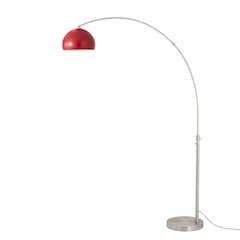 Float Half Dome 92" Arc Lamp - Satin Nickel, Steel Base, Crimson Red Steel