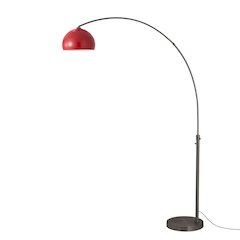 Float Half Dome 92" Arc Lamp - Black Nickel, Black Nickel Base, Crimson Red