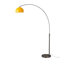 Float Half Dome 92" Arc Lamp - Black Nickel, Black Nickel Base, Mustard Steel