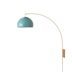 Half Dome Wall Mounted Arc Lamp, 13"D Pool Blue Shade, Weathered Brass Body