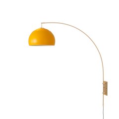 Half Dome Wall Mounted Arc Lamp, 13"D Mustard, Weathered Brass Body