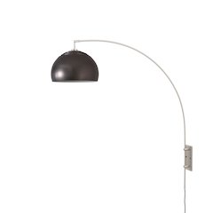 Half Dome Wall Mounted Arc Lamp - Black Nickel Steel, Satin Nickel Steel Base,