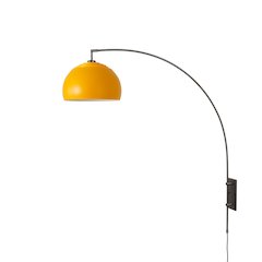Half Dome Wall Mounted Arc Lamp - Black Nickel, Black Nickel Steel Base