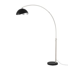 Luna Bella 92" Arc Lamp - Satin Nickel, Black Marble Base, Matte Black/Silver