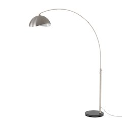 Luna Bella 92"H 1-Light Arc Lamp, Satin Nickel/White-Luna Bella Leaf Shade