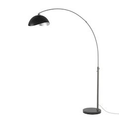 Luna Bella 92"H 1-Light Arc Lamp, Matte Black/Silver-Luna Bella Leaf Shade