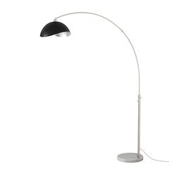 Luna Bella 92''H 1-Light Arc Lamp, Matte Black/Silver-Luna Bella Leaf Shade