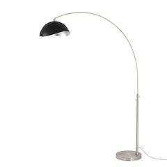 Luna Bella 92"H 1-Light Arc Lamp, Matte Black/Silver-Luna Bella Leaf Shade
