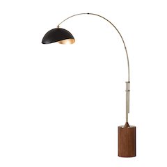 Tambo Luna Bella 92" Arc Lamp - Weathered Brass, Dark Walnut Base, Matte