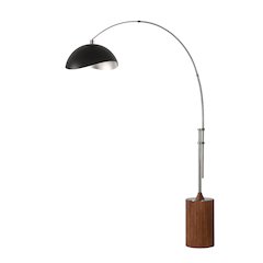 Tambo Luna Bella 92" Arc Lamp - Satin Nickel, Dark Walnut Base, Matte