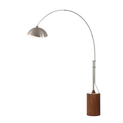 Tambo Luna Bella 92"H 1-Light Arc Lamp, Satin Nickel/White-Luna Bella Leaf