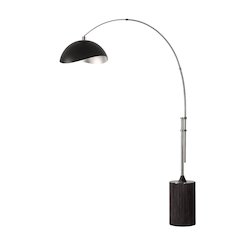 Tambo Luna Bella 92" Arc Lamp - Satin Nickel, Black Oak Base, Matte