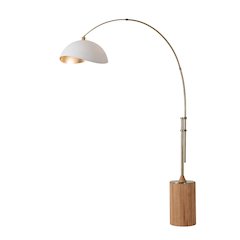 Tambo Luna bella 92" Arc Lamp - Weathered Brass, Natural Ash Wood Base, Matte