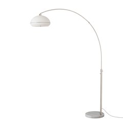 Simple Morelli 85" Arc Lamp - Satin Nickel, White Marble Base, Oval Lucite Shade