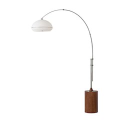 Tambo Morelli 92" Arc Lamp - Satin Nickel Steel, Wood Base, Lucite