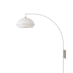 Morelli Wall Mounted Arc Lamp - Weathered Brass Steel, Satin Nickel Base, Drum
