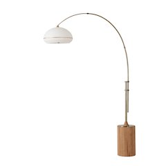 Tambo Morelli 92" Arc Lamp - Weathered Brass, Natural Ash Base, Oval Lucite