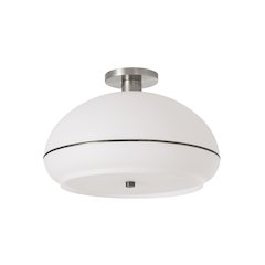 Morelli Flush Mount - Satin Nickel Steel, Black Nickel Oval Lucite Shade