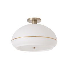 Morelli Flush Mount - Weathered Brass Steel, White Oval Lucite Shade