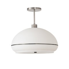 Morelli Semi Flush Mount - Satin Nickel Steel, Satin Nickel Steel Base, Oval