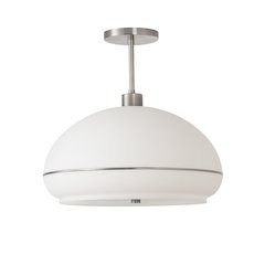 Morelli Semi Flush Mount - Satin Nickel Steel, Oval White Lucite Shade