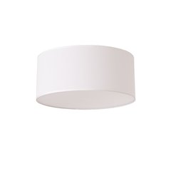 Stretch Flush Mount - Weathered Brass Steel, Steel Base, White Linen Drum Shade