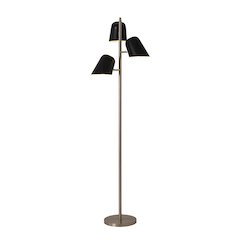 Culver Tree Lamp, Weathered Brass, Matte Black shades