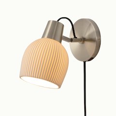 Petaluma Bone Porcelain Wall Sconce - Satin Nickel, Plug-in, Dimmer