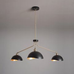 Luna Bella 3-Light Chandelier,Weathered Brass, Matte Black, Gold Leaf, Dimmable