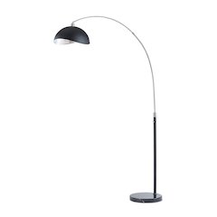 Luna Bella Arc Floor Lamp - Nickel, Matte Black & Silver Leaf Shade
