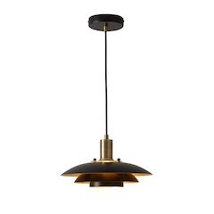 Rancho Mirage Large Pendant Light - Matte Black & Gold-Leaf Shade